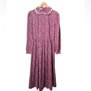 Vintage Laura Ashley Womens 80s Mother & Child Peter Pan Collar Dress Cottage